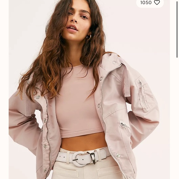Free People Jackets & Blazers - We The Free Gone Tomorrow Stadium Jacket Pink NWT